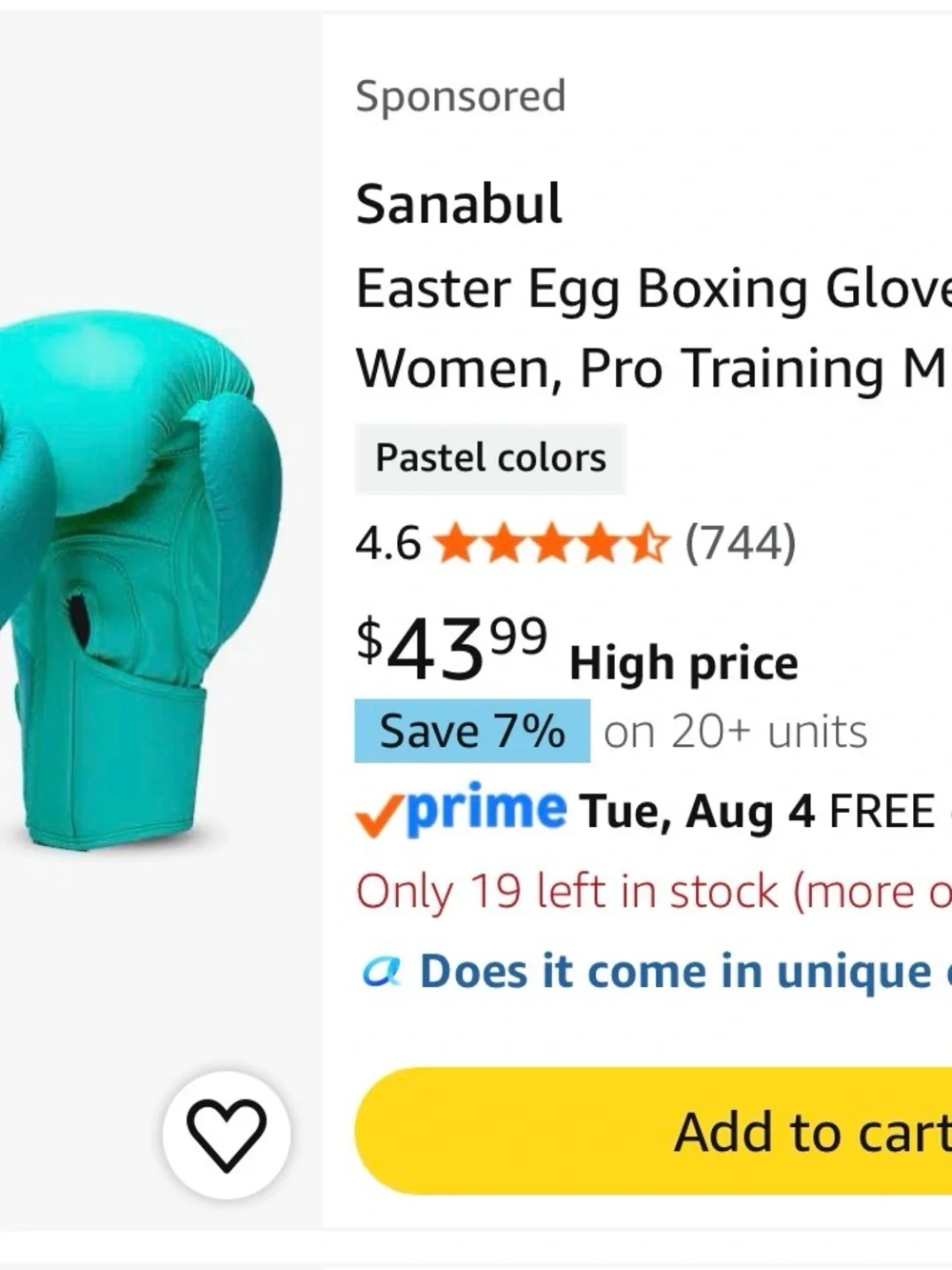 Sanabul Women’s Pro Training Boxing Gloves - Teal Brand New